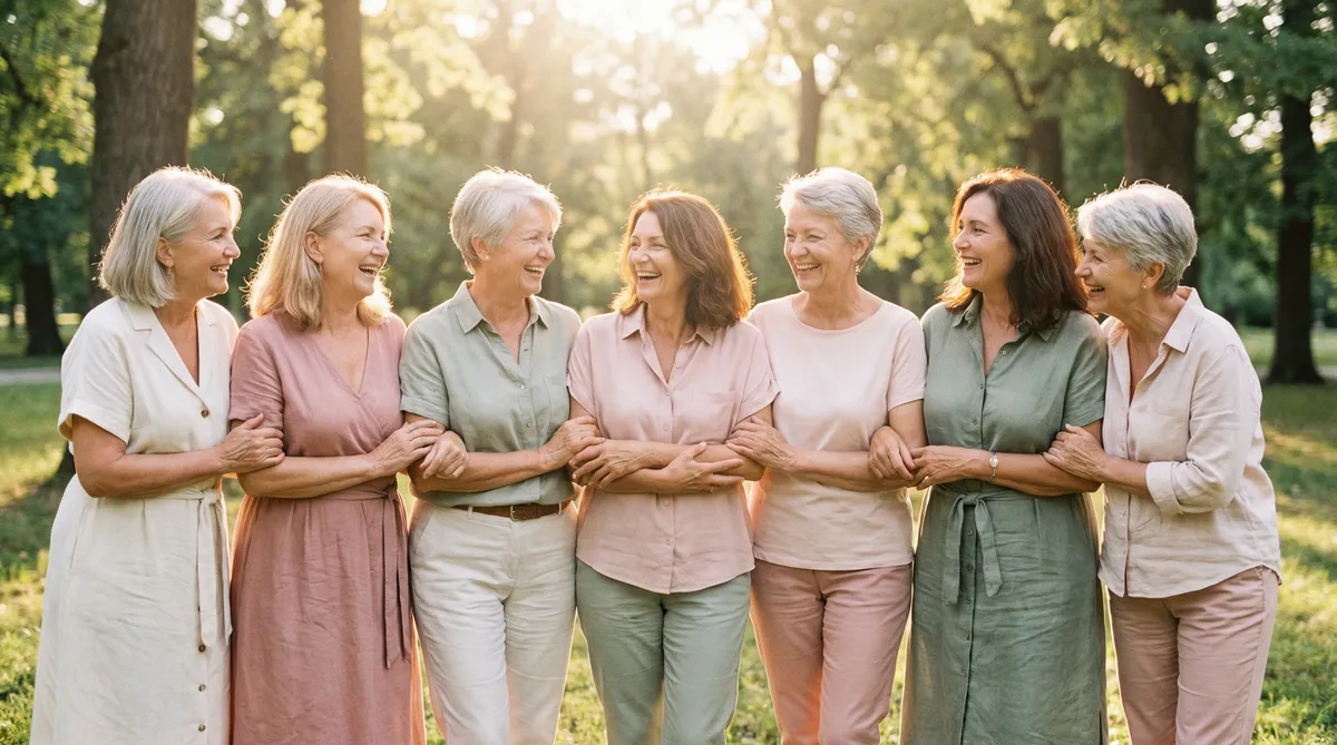 成熟女性朋友们在公园合影